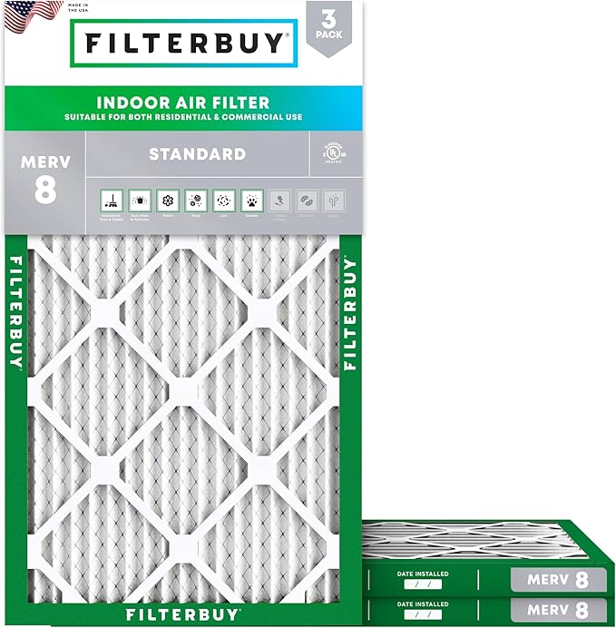 Filterbuy 16x25x1 Air Filter MERV 8 Essential Dust & Allergy Defense, by Filterbuy