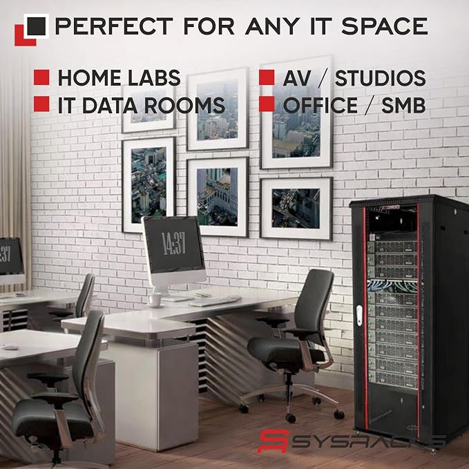 Sysracks 22U Wall Mount Server Rack Cabinet, 19” Locking Network Rack, 24” Deep - Image 7