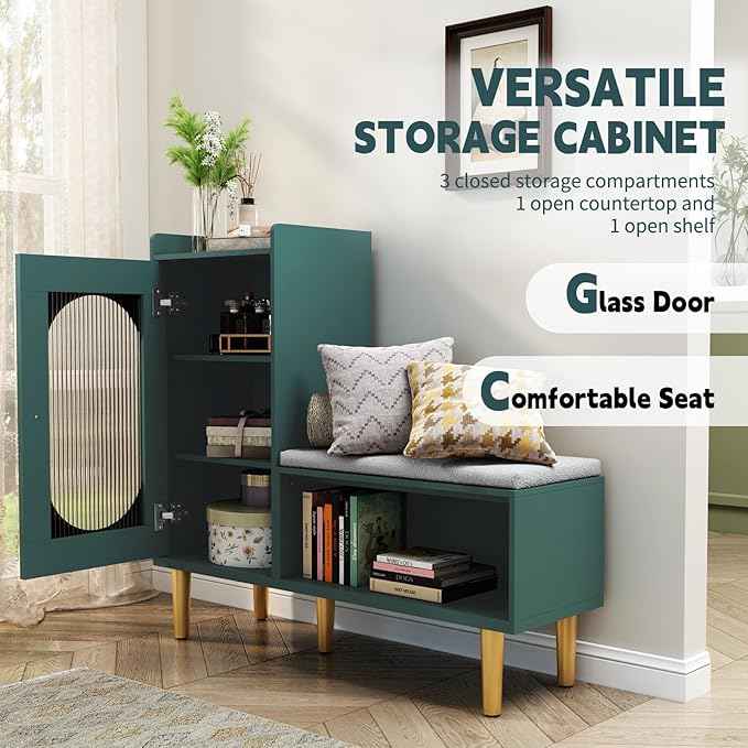 HLR Storage Bench Set of 2, L-Shaped Storage Cabinet