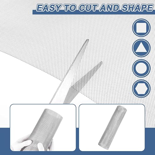uxcell 30 Mesh 118" x 10" Woven Wire Mesh, 316 Stainless Steel Air Vent Filter - Image 4