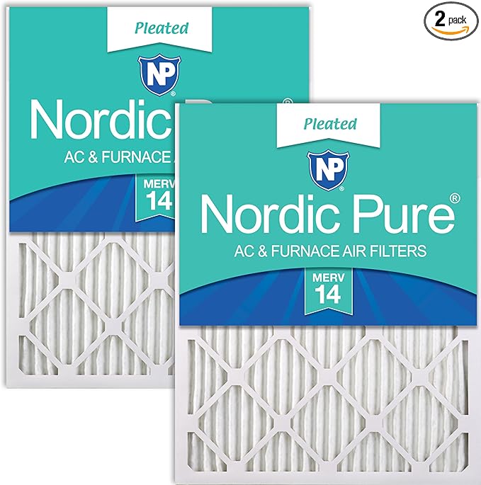 Nordic Pure 16x24x1 Pleated MERV 14 Air Filters 2 Pack by NordicPure
