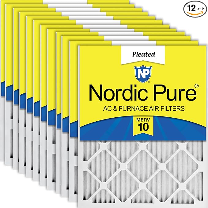 Nordic Pure 18x18x1 Pleated MERV 10 Air Filters 12 Pack by NordicPure