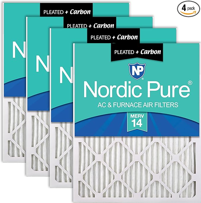Nordic Pure 18x18x1 Pleated Air Filters MERV 14 Plus Carbon 4 Pack by NordicPure