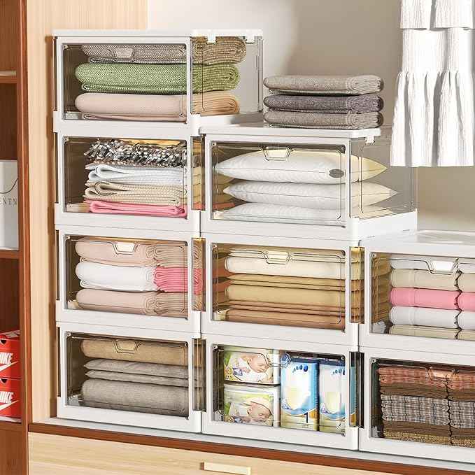 Clear Storage Bin with Lid 3 Pack 【Stackable & Sturdy】 Plastic Multifunctional