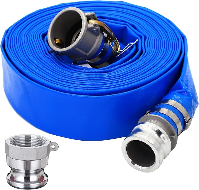 DAVCO 3" ID × 50 ft PVC Lay Flat Discharge Hose, Heavy Duty Reinforced Blue by DAVCO
