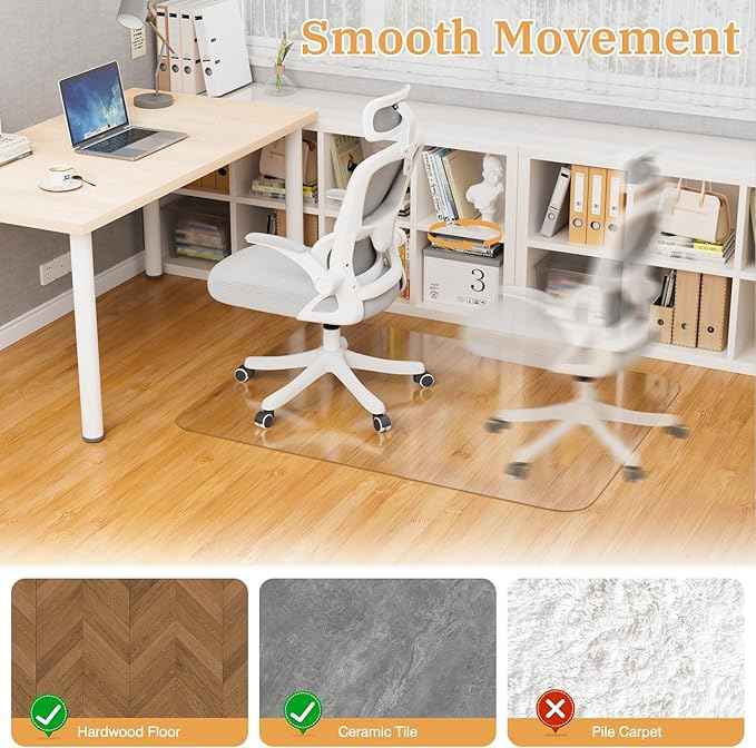 Office Chair Mat for Hardwood Floor, Heavy Duty Non-Slip Chair Mat for Rolling