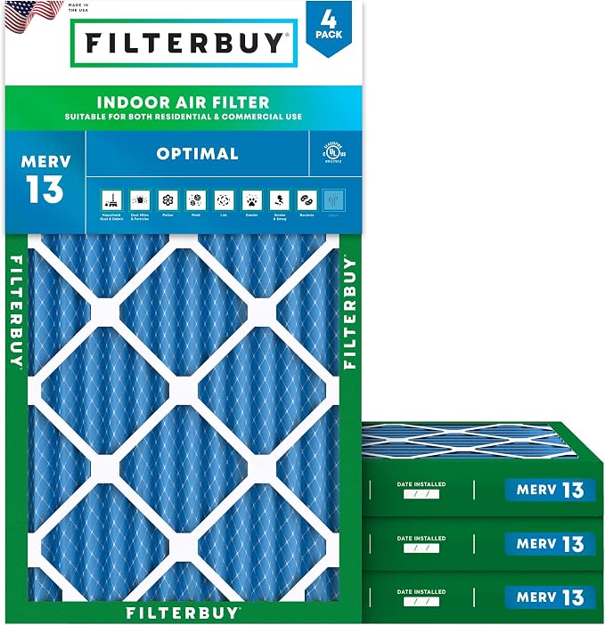 Filterbuy 16x24x2 Air Filter MERV 13 Optimal Smoke & Allergy Defense, by Filterbuy