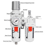 NANPU 3/8" NPT Compressed Air Filter Regulator Lubricator Combo Water/Oil Trap - Image 2