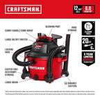 CRAFTSMAN CMXEVBE17594 12 Gallon 6.0 Peak HP Wet Dry Vac, Portable Shop Vacuum - Image 2