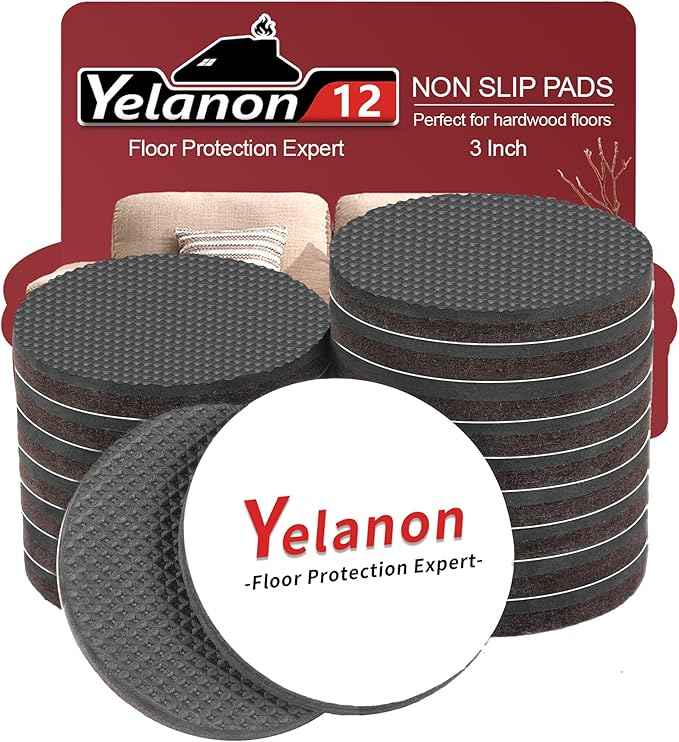 Yelanon Non Slip Furniture Pads -12pcs 3’’ Furniture Grippers, Non Skid