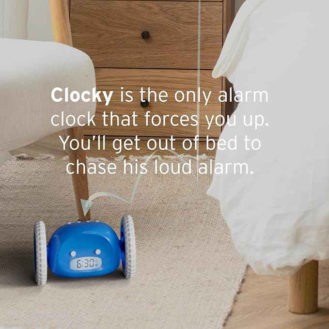 CLOCKY Extra Loud Alarm Clock for Heavy Sleepers on Wheels Rolls Runs Away