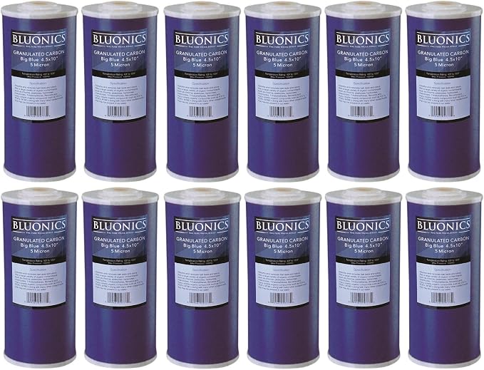 Bluonics 12-pack Carbon Water Filters GAC Granulated 4.5" x 10" by BLUONICS