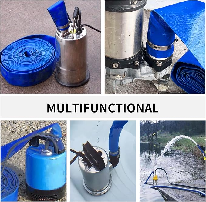 2" x 100 FT Pool Backwash Hose Blue Heavy Duty Reinforced PVC Lay Flat Water - Image 8