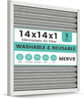 14x14x1 Reusable Air Filter, Electrostatic HVAC AC Furnace Filter, Merv 8 by KEYINGXUAN