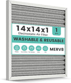 14x14x1 Reusable Air Filter, Electrostatic HVAC AC Furnace Filter, Merv 8 by KEYINGXUAN