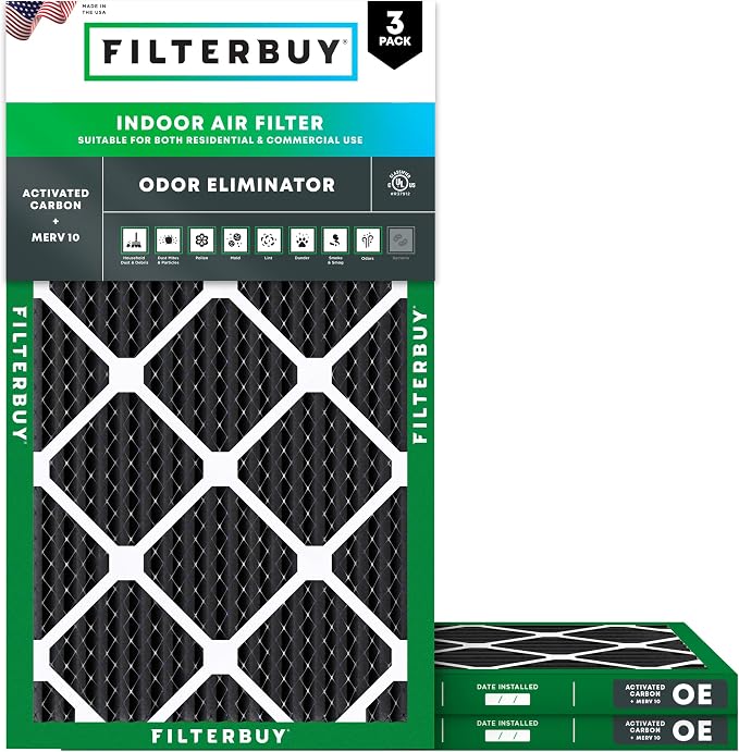 Filterbuy 12x20x1 Air Filter MERV 10 Odor & Allergy Defense by Filterbuy