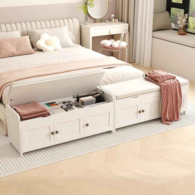 HOMEFORT 41.3" Shoe Bench with Lift Top Storage, Entryway Bench with Cushioned