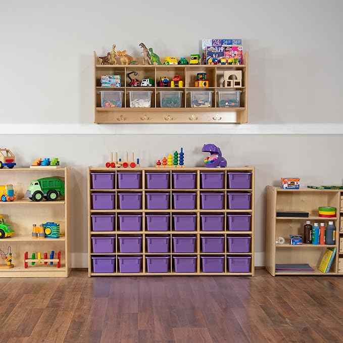 Wood Designs Cubby Storage Bin, Heavy Duty Plastic Containers