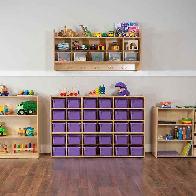 Wood Designs Cubby Storage Bin, Heavy Duty Plastic Containers