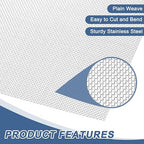 uxcell 20 Mesh 79" x 10" Woven Wire Mesh, 316 Stainless Steel Air Vent Filter - Image 3