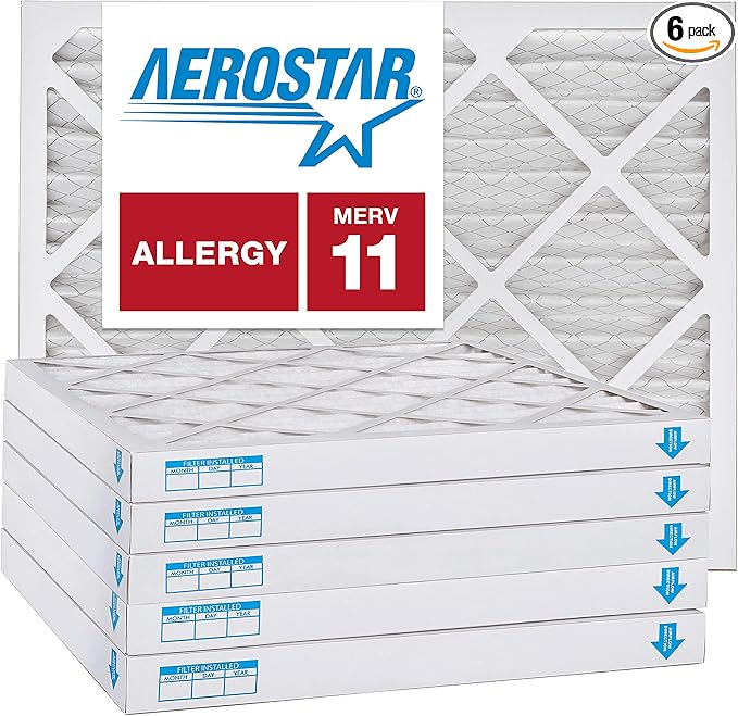 Aerostar 24x24x2 MERV 11, Pleated Air Filter, Box of 6, Made in the USA by AirFiltersDelivered