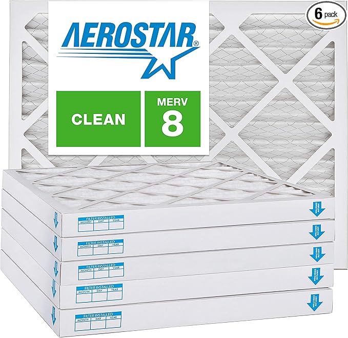 Aerostar 12x12x2 MERV 8, Pleated Air Filter, Box of 6, Made in the USA by AirFiltersDelivered