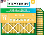 Filterbuy 11.25x11.25x1 Air Filter MERV 11 Superior Pet & Allergy Defense by Filterbuy
