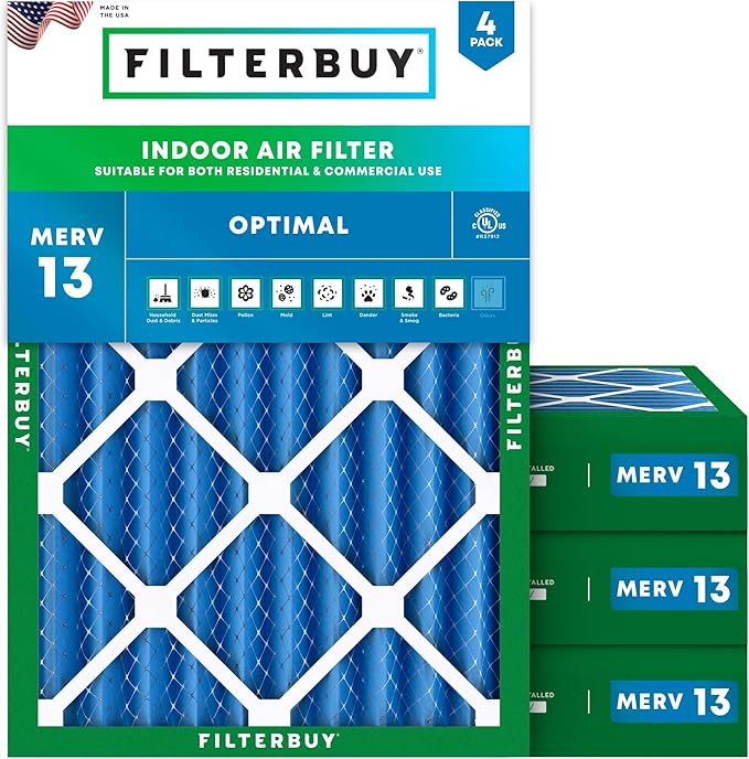 Filterbuy 14x20x4 Air Filter MERV 13 Optimal Smoke & Allergy Defense, by Filterbuy