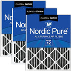 Nordic Pure 20x25x2 Furnace Air Filters MERV 12 Pleated Plus Carbon 3 Pack by NordicPure