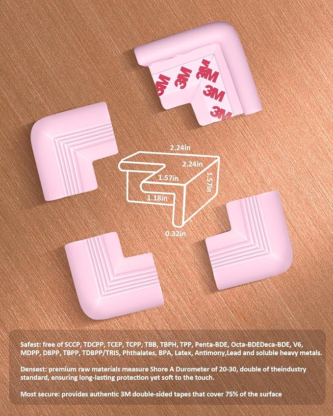 Baby Proofing Corner Guards 16 Pack Pink, Extra Thick Foam Edge Protectors - Image 8
