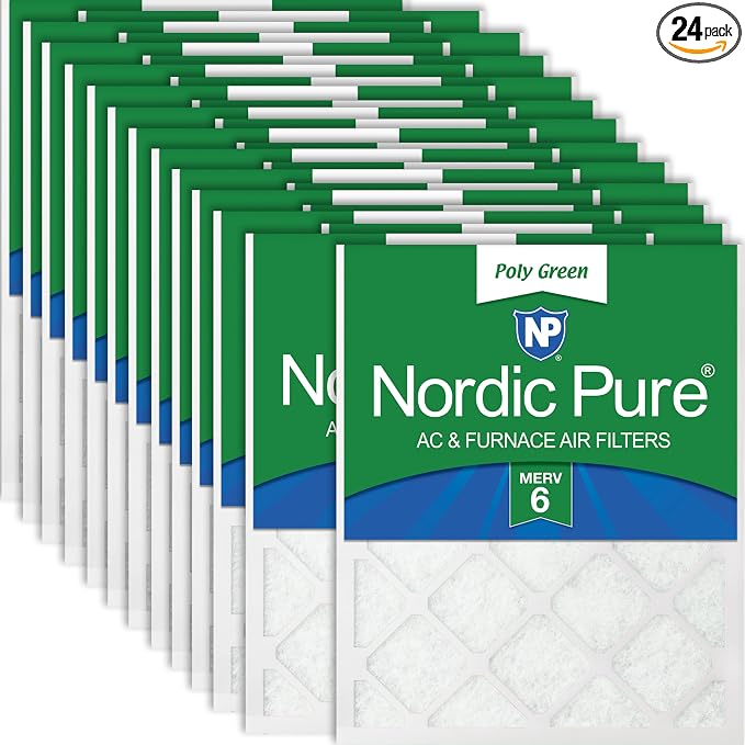 Nordic Pure 18x24x1 Poly Green MERV 6 AC Furnace Air Filters – Reduces Dust by NordicPure