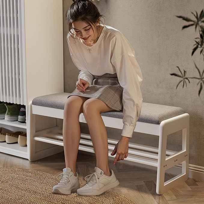 AQIMUELE Shoe Rack Bench, 2 Tiers Shoe Bench