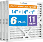 LotFancy 14x14x1 Air Filter MERV 11 6-Pack, Electrostatic Pleated AC Furnace - Image 9