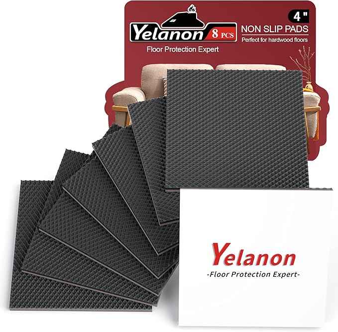 Yelanon Non Slip Furniture Pads -8pcs 4" Furniture Grippers Hardwood Floors