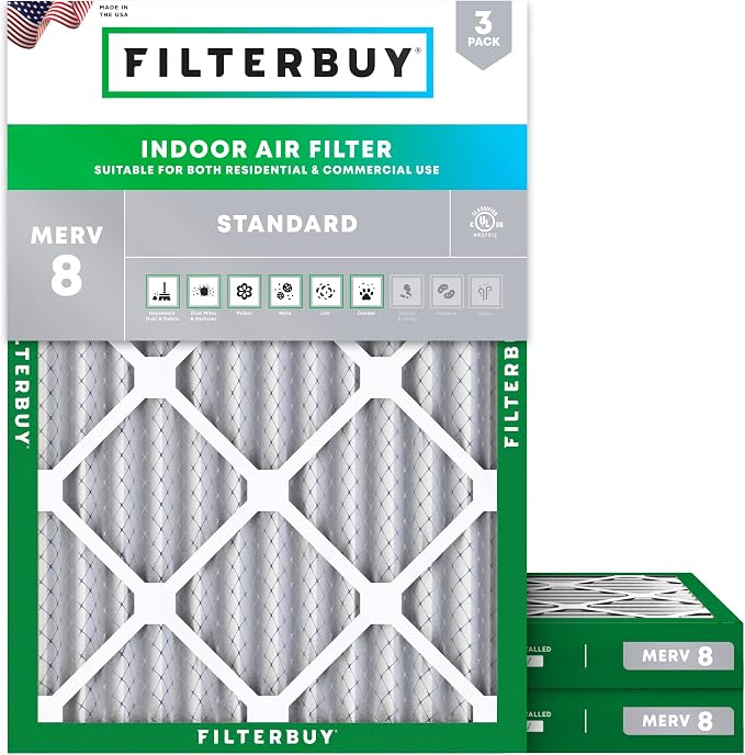 Filterbuy 30x32x2 Air Filter MERV 8 Essential Dust & Allergy Defense, by Filterbuy