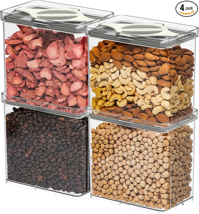 4-Pack Airtight Pantry Containers, 1.9 QT Clear SAN Food Storage Jars by Prestoor