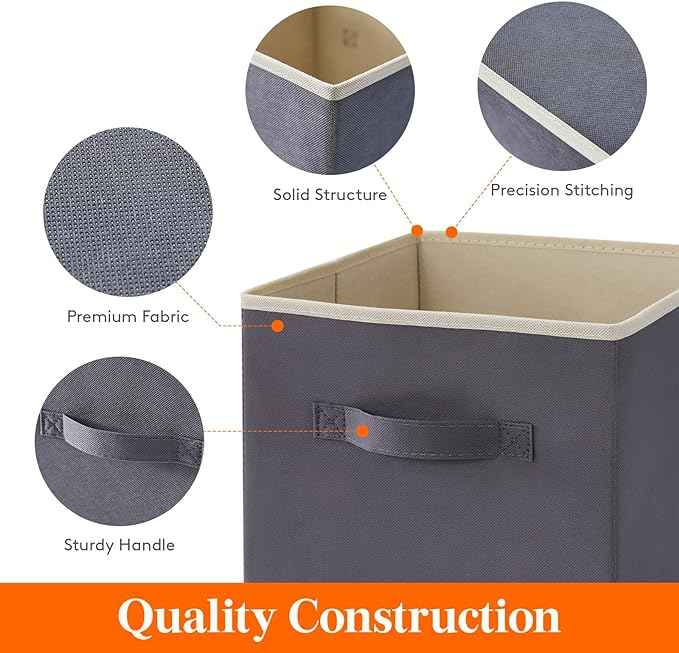 Lifewit Collapsible Fabric Storage Cubes Bins Set 13 Inch, Foldable Cubby