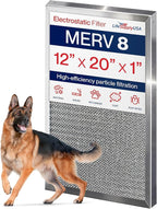 12x20x1 Electrostatic Air Filter, MERV 8, Reusable Furnace AC/HVAC Filter by LifeSupplyUSA