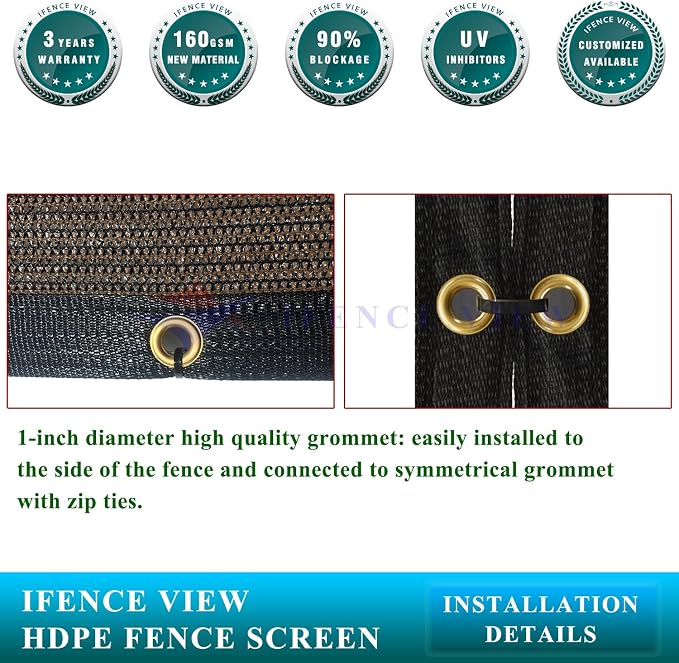 Ifenceview 6'x1' to 6'x50' Brown Shade Cloth/Fence Privacy Screen Fabric Mesh - Image 4