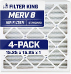 Filter King 15.25x15.25x1 Air Filter | 4-PACK | MERV 8 HVAC Pleated A/C Furnace by FilterKing