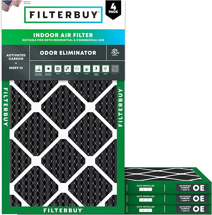 Filterbuy 15x25x1 Air Filter MERV 10 Odor & Allergy Defense by Filterbuy