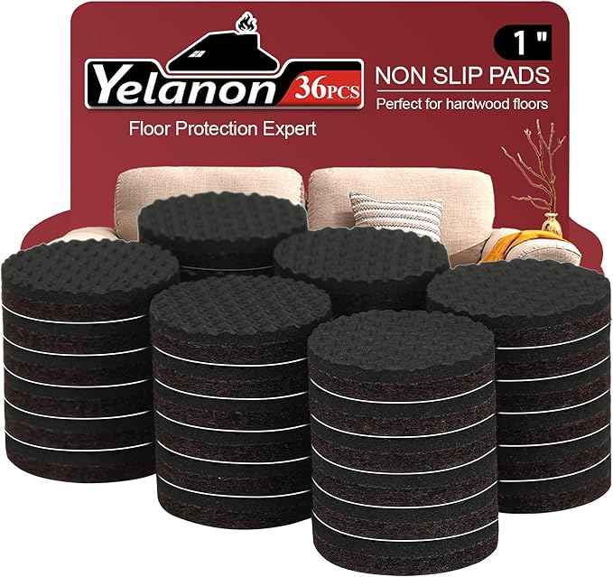 Yelanon Non Slip Furniture Pads -36 pcs 1’’ Furniture Grippers Non Skid