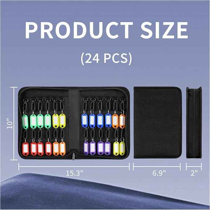 Portable Zippered Key Case, Organizer Waterproof Key Binder