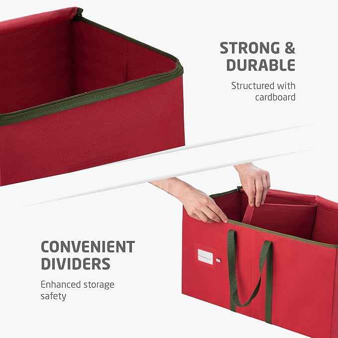 ZOBER Large Christmas Ornament Storage Box