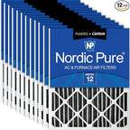 Nordic Pure 20x25x2 Furnace Air Filters MERV 12 Pleated Plus Carbon 12 Pack by NordicPure