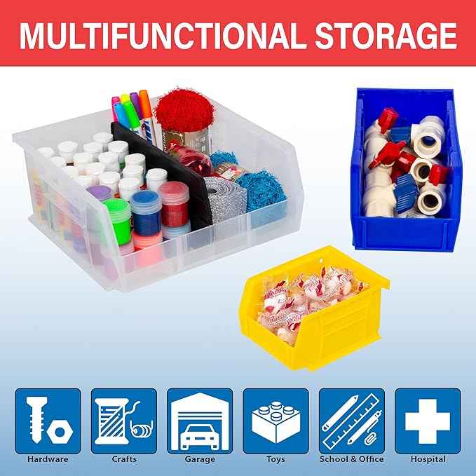 Akro-Mils 30220 AkroBins Plastic Storage Bins, Space-Saving Stackable Bins