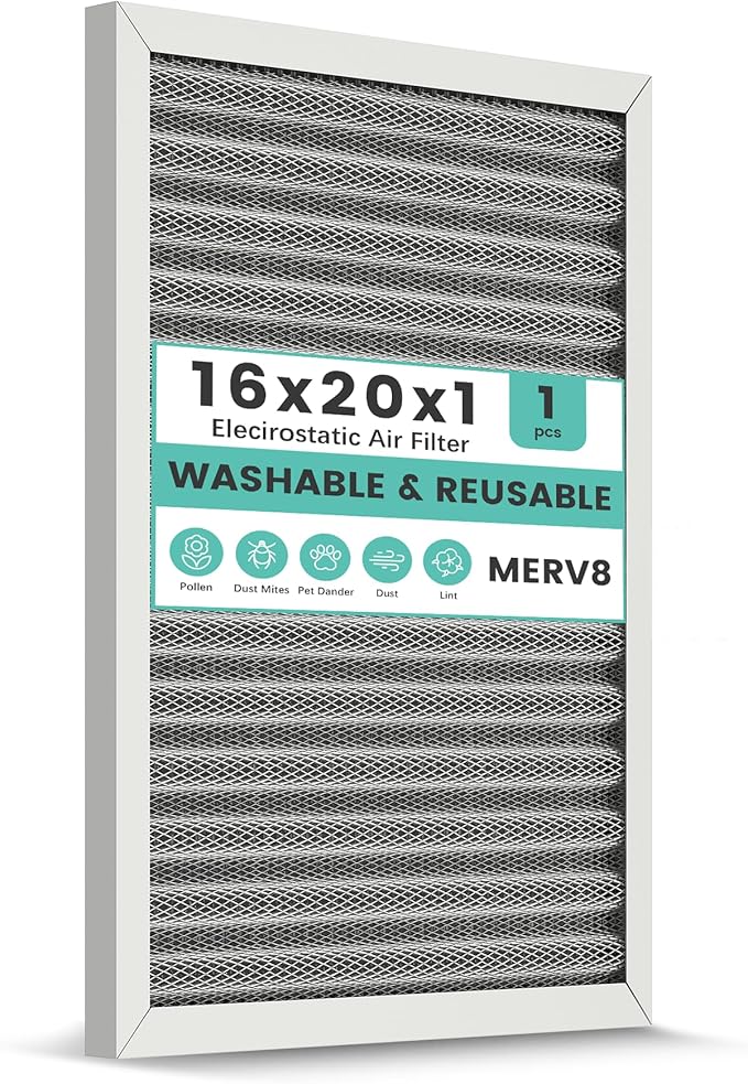 16x20x1 Reusable Air Filter, Electrostatic HVAC AC Furnace Filter, Merv 8 by KEYINGXUAN