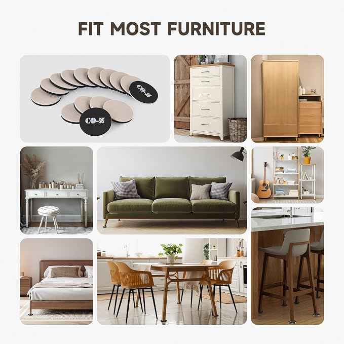 CO-Z 16pcs Felt Furniture Sliders