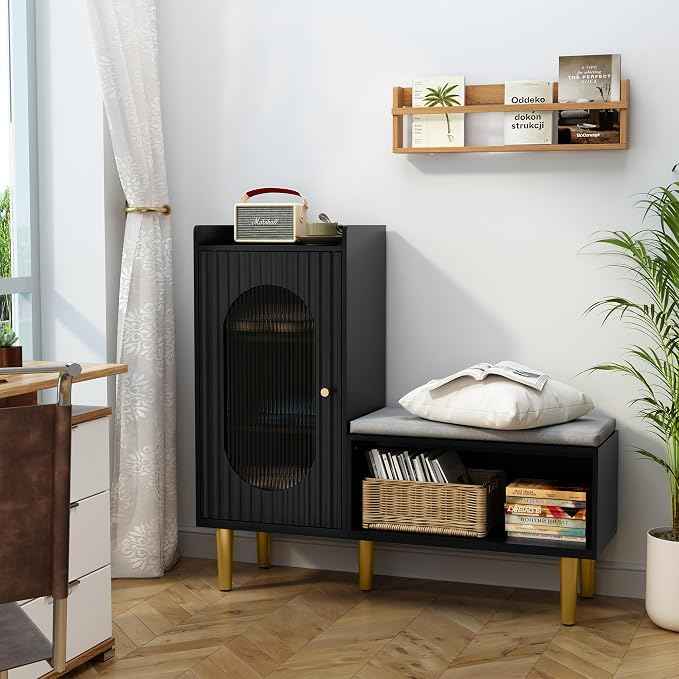 HLR Storage Bench Set of 2, L-Shaped Storage Cabinet