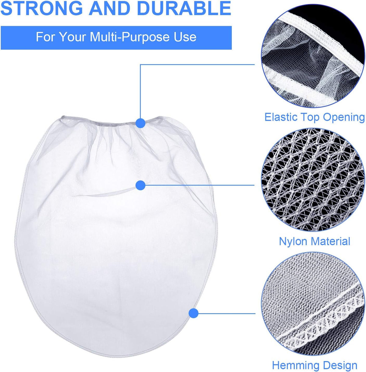 Boao 30 Pieces Paint Filter Strainer Bags White Fine Mesh Paint